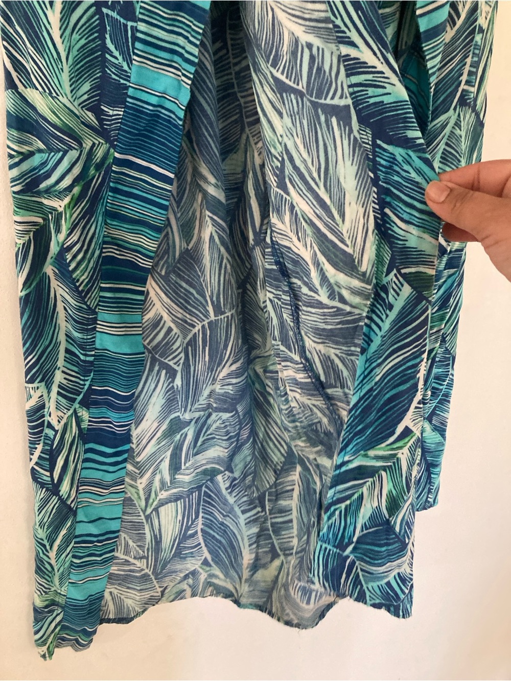 La Blanca Women's Cover up Pants Sketched Leaves Open Wide Legs Aqua Small - Picture 8 of 14